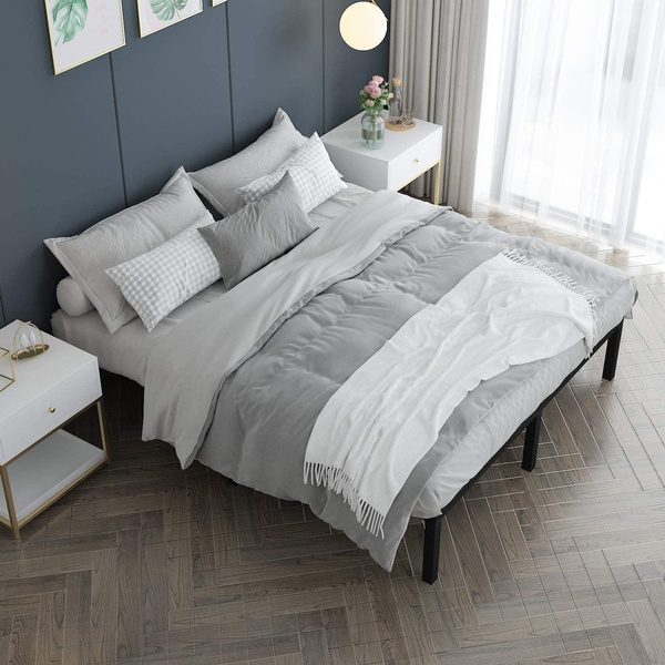 Heavy Duty King Platform Bed Frame,Slatted Bed Base 14 Inch Mattress