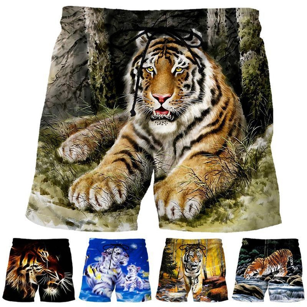 Summer Fashion Cool Tiger 3D Printed Men Shorts Casual Breathable ...