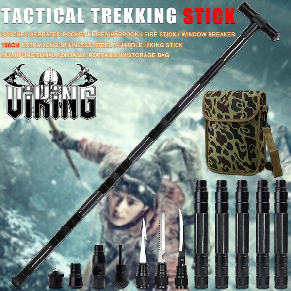 All Stainless Steel Tactical Hiking Stick Outdoor Camp Walking Stick