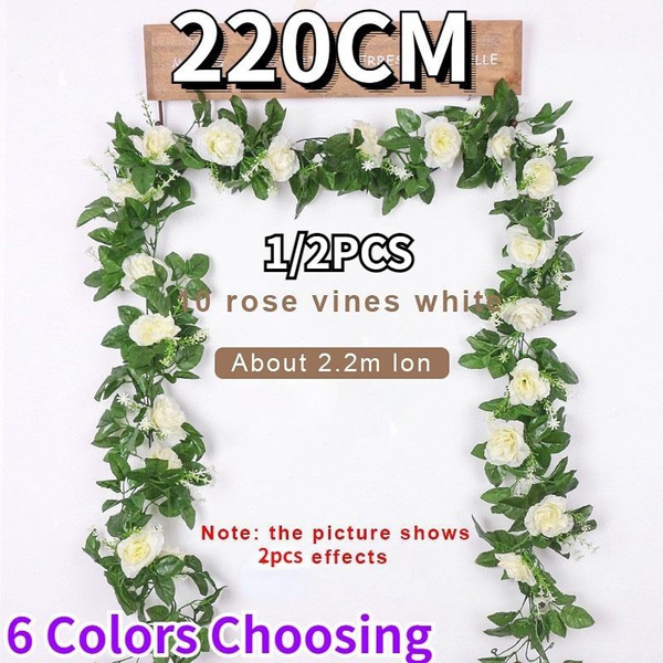 1/2PCS Artificial White Flower 6 Colors Choose Fake Hanging Fake Vine Plants  Leaves Artificials Garland Flowers Wedding Decoration