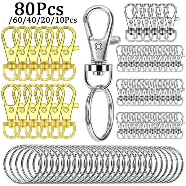 40PCS Premium Swivel Lanyard Snap Hook with Key Rings, Metal Hooks