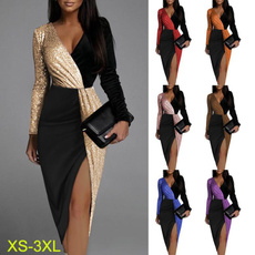 Deep V-Neck, dressesforwomen, 有袖, Cocktail