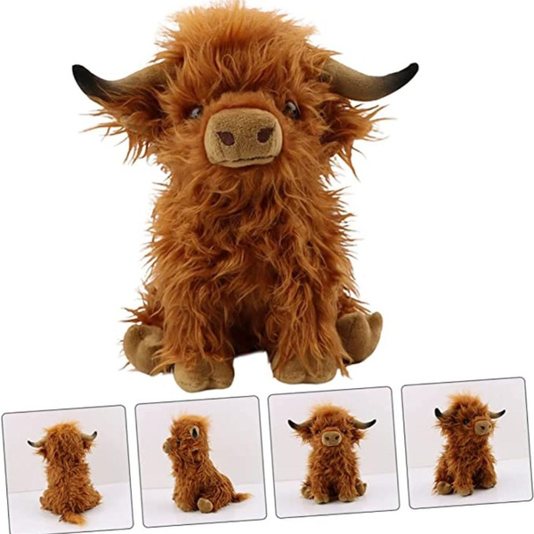 Simulation Highland Cow Plush Toys Cute Cartoon Scottish Animal Soft ...