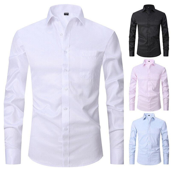 Mens Clothes Dress Shirts Long Sleeves Business Work Casual