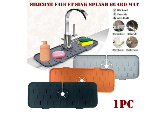 New 1 Pc Kitchen Silicone Faucet Absorbent Mat Sink Splash Catcher Countertop  Protector Mat Draining Pad for Bathroom Kitchen Gadgets