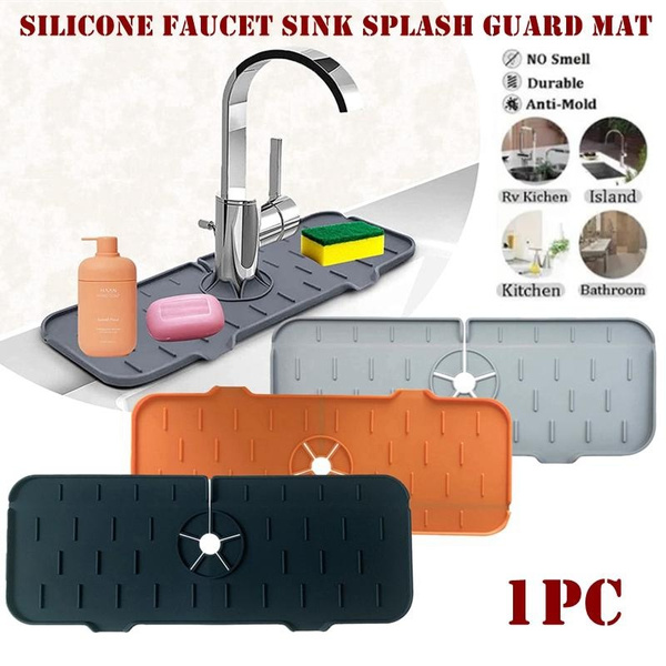 New 1 Pc Kitchen Silicone Faucet Absorbent Mat Sink Splash Catcher Countertop  Protector Mat Draining Pad for Bathroom Kitchen Gadgets