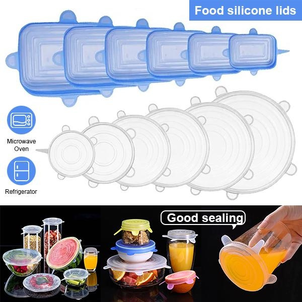 Silicone Stretch Lids Reusable Airtight Food Wrap Covers Keeping
