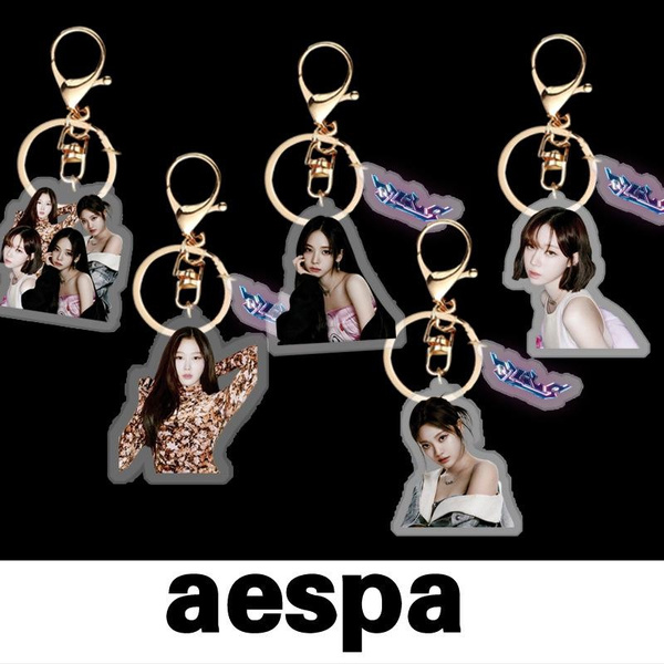 2022 Kpop Aespa New Album Acrylic Keychain Cute Cartoon Key Ring