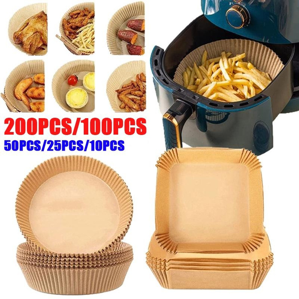 10/25/50/100/200Pcs Air Fryer Disposable Paper Parchment Wood Pulp ...