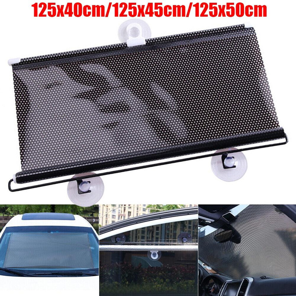 Universal Retractable Car Auto Window Sun Shade Visor Windshield Roller Blind 125x40cm/125x45cm