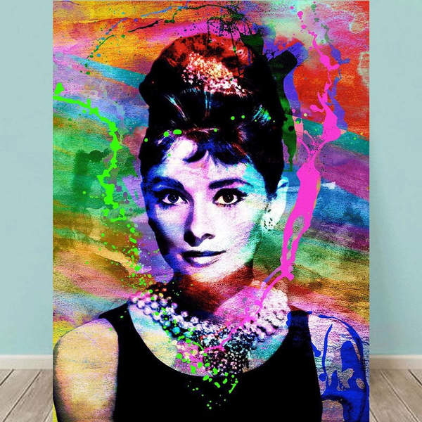 Tableau Déco Audrey Hepburn En Verre Acrylique - Style Pop Art - Prêt à Accrocher - Menzart