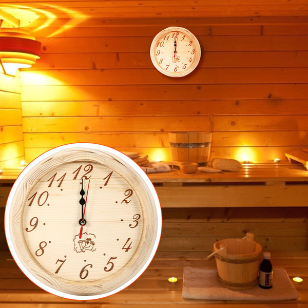 23cm Diameter Elegant Stylish Sauna Clock Wall Hanging Wooden Clock