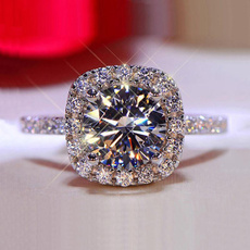 DIAMOND, squaregemstonering, Simple, Engagement Ring