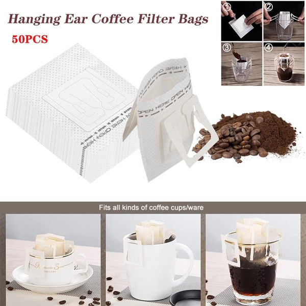 50Pcs Coffee Filter Bags Disposable Drip Coffee Cup Filter Bags Hanging