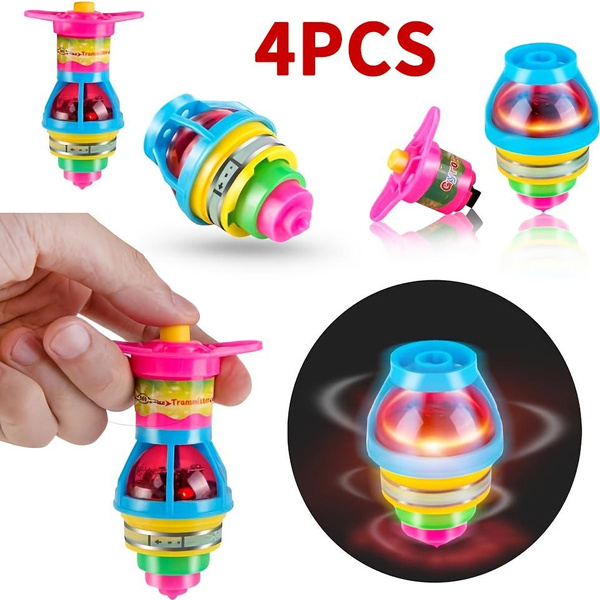 4pcs/pack LED Light Up Flashing UFO Spinning Tops With Gyroscope
