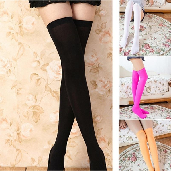 Fashion Leg Women Over Knee Socks Solid Warmers Knee High Socks ...