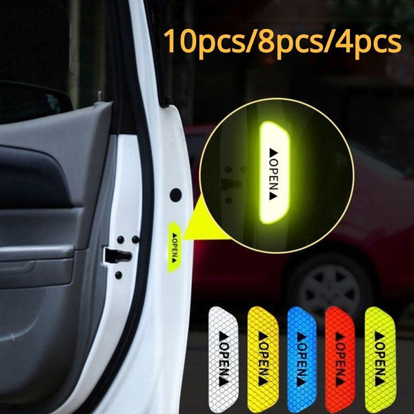 10pcs/8pcs/4pcs DIY Car Door Sticker Car with Reflective Warning Tape ...