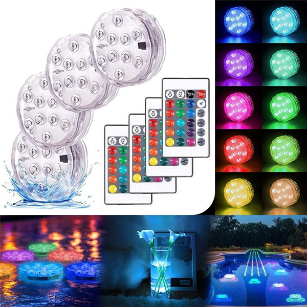 4pcs RGB Submersible LED Lights With Remote Controls