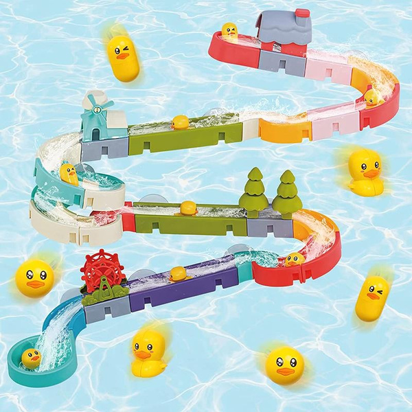 Duck Slide Bath Toys for Kids Ages 3-8,Diy Wall Track Building Set 3 ...