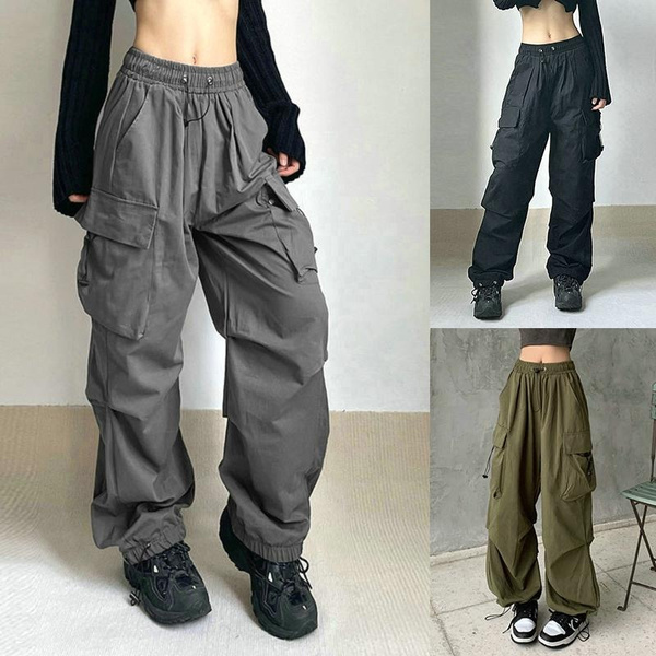 Women Cargo Pants Harem Pants Fashion Punk Pockets Jogger Trousers