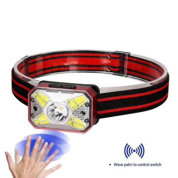 Outdoor Hiking LED Sensing Headlights USB Charging Floodlight Fishing