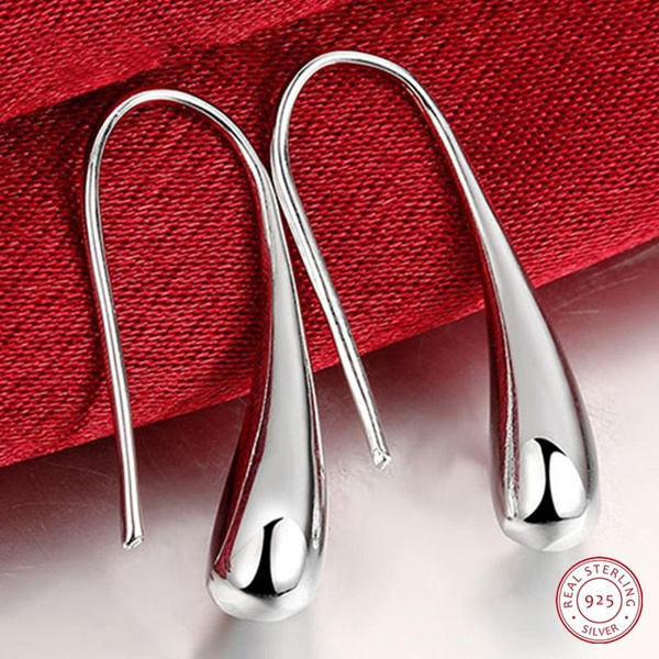 Trendy Women 925 Silver Drop Earrings Water Drop Jewelry Ts Wish 