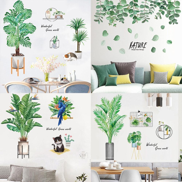 Plants Wall Decals Tropical Leaves Wall Stickers Decorations for Living