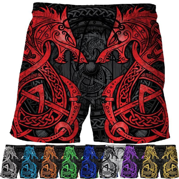 Viking Tattoo 3d Printed Shorts Men's Street Funny Fashion Valhalla ...