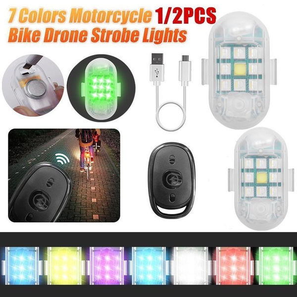 1/2PCS Wireless Remote Control LED Strobe Light for Motorcycle Car Bike