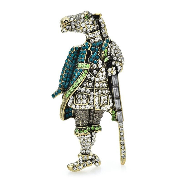 Horse Head Human Body God Brooches For Women Sparkling Taking Sword