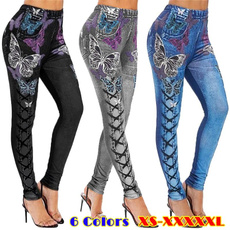 butterfly, Mujeres, Leggings, Tallas grandes