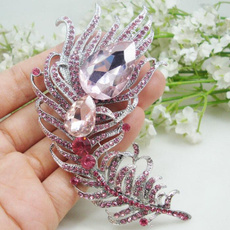 pink, peacock, Pins, Crystal