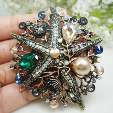 starfish, Pins, pearls, Vintage