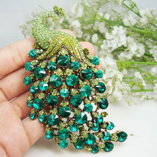 peacock, Jewelry, Pins, Rhinestone