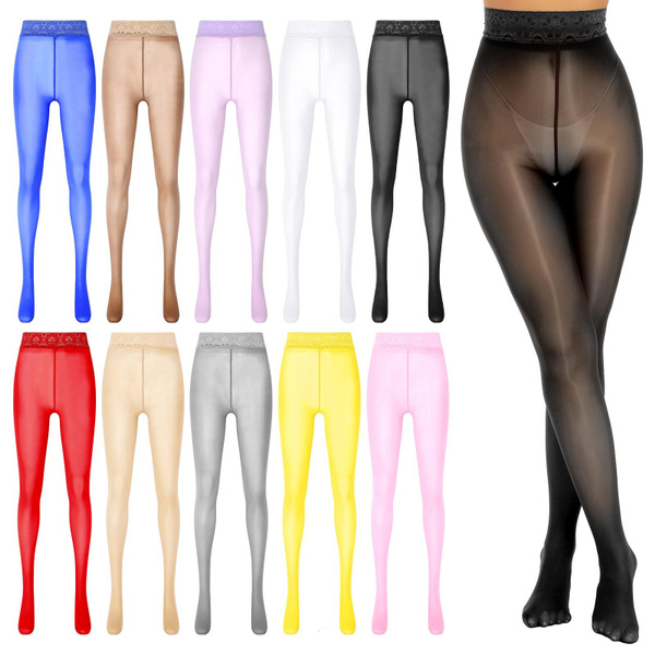 Women's Oil Shiny Stockings Nylon Footed Tight See Through Shaping  Pantyhose Leggings