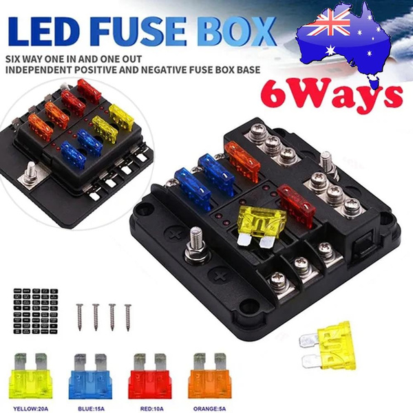 6Ways Blade Fuse Box Holder Modified Fuse Box Terminal Block with LED ...