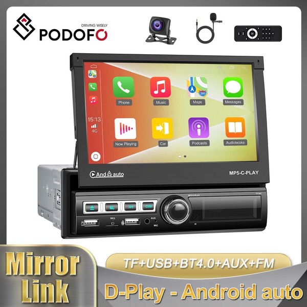 podofo single din apple carplay car stereo