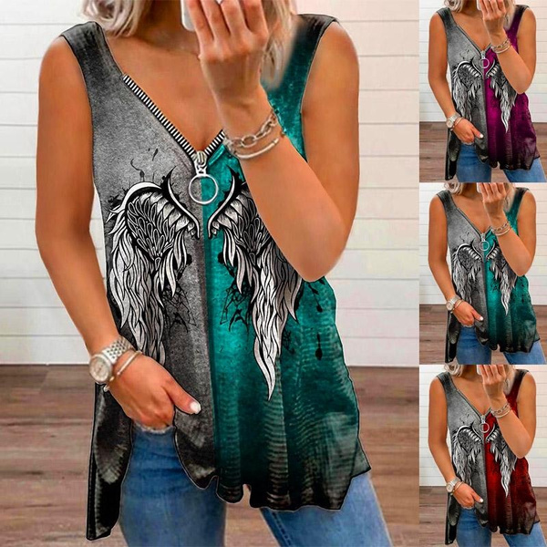 Women's Casual Summer Tops Plus Size Fashion Clothes Printed