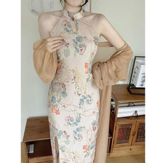 Elegant, printeddres, Chinese, chinese dress