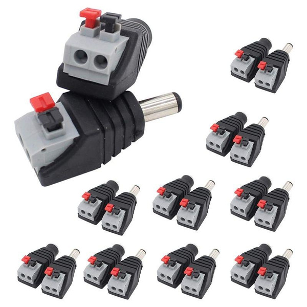 10 Pairs DC Power Jack Connectors 2.1x5.5mm – Male & Female Plug For CCTV, Wiring 9 thumbnail image