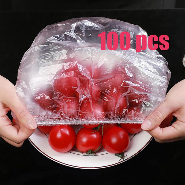 100pcs Disposable Food Wrap Storage Covers Bags for Bowl Elastic Plate ...