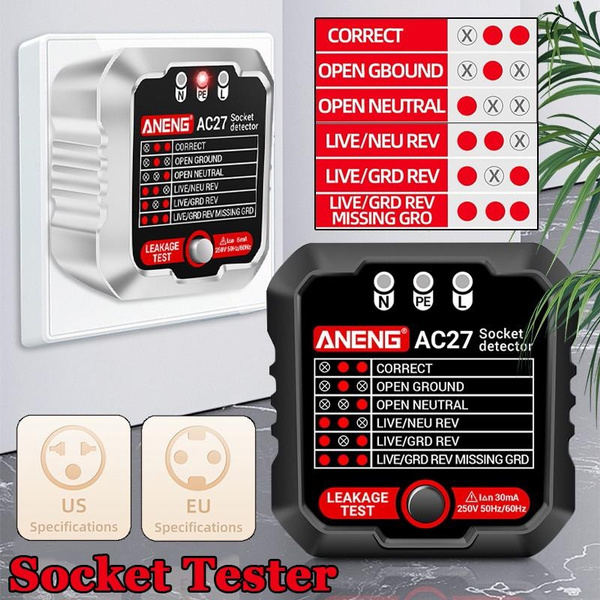 Smart Socket Tester EU/US Plug Polarity Phase Check Voltage Detector Test Electroscope Meter