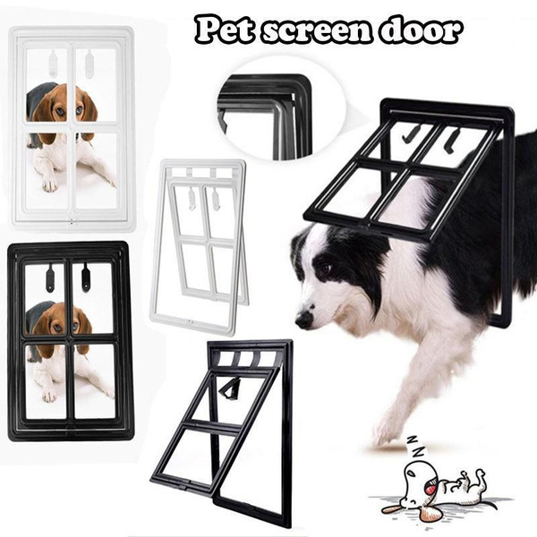 Lockable Plastic Pet Dog Cat Kitty Door for Screen Window Security Flap Gates Pet Tunnel Dog
