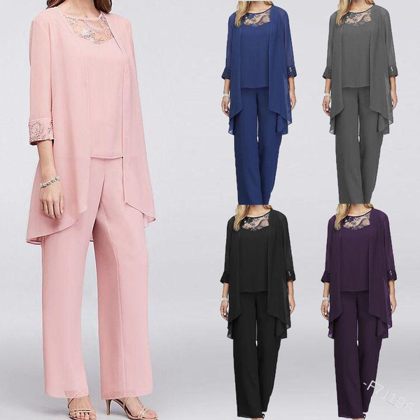  Women's 3 Pieces Mother of The Bride Pant Suits with