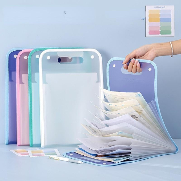 A4 Portable Vertical Organ Bag Thickened PP Translucent Folder Student ...