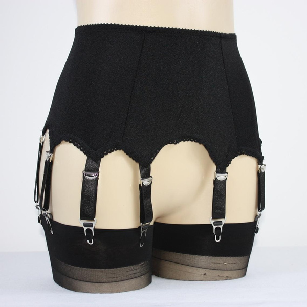 Luxallacki 8 Straps Garter Belt Plain Color Retro Style Suspender Belt ...