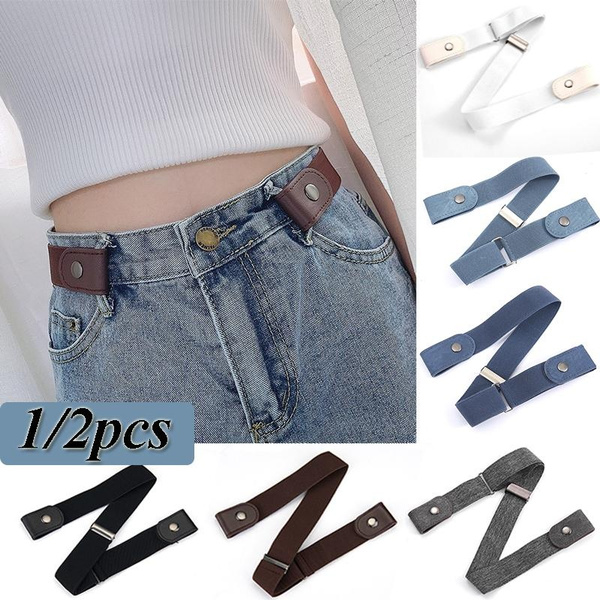 1/2pcs No Buckle Stretch Elastic Waist Band Invisible Belts Stretch ...