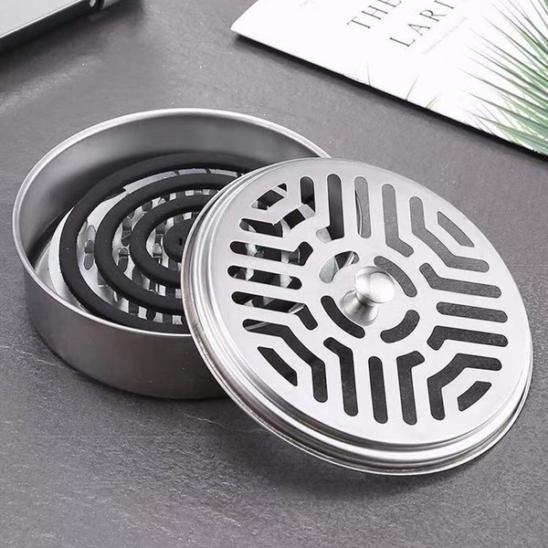 Stainless Steel Round Rack Plate Portable Spiral with Cover Mosquito Stainless Steel Round Rack Plate Portable Spiral with Cover Mosquito