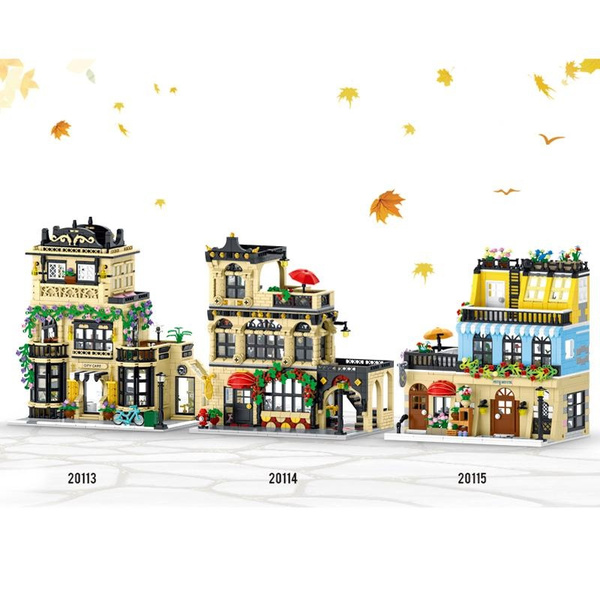 New City Street View Series Restaurant 1489Pcs Modular Building Blocks