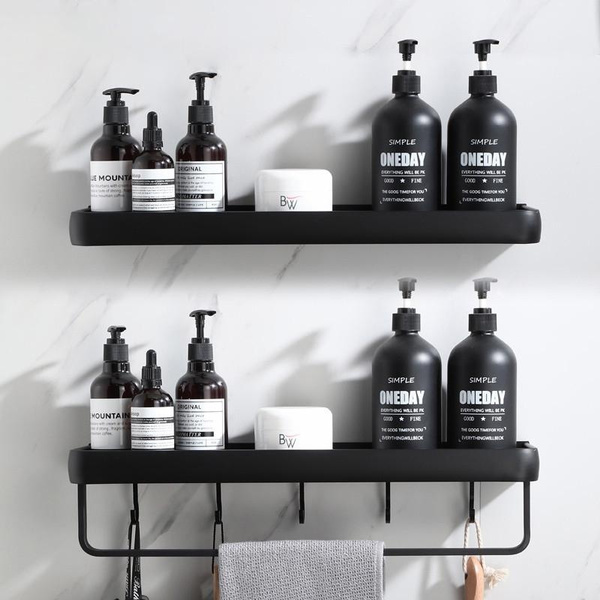 Nordic Aluminum Bathroom Shelf Bath Shower Shelf Black Bathroom Corner ...